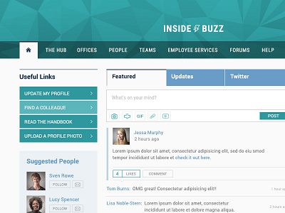 Daily UI: The Inside Buzz buttons feed follow interaction interface multiple news people portal social tabs ui