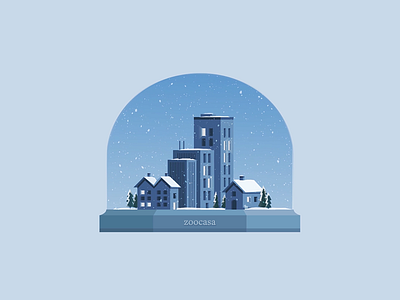 ❄️ bold branding bright city clean festive flat holiday card holidays illo illustration mini snow snow globe texture town vector xmas