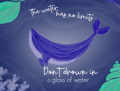 The water has no limits brushscript illustraion photoshop