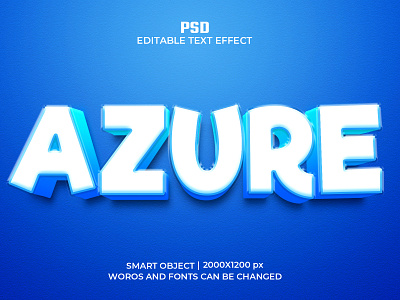 AZURE Editable 3D Text Effect Psd Template 3d text effect typography