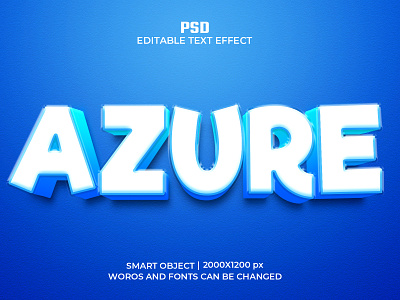 AZURE Editable 3D Text Effect Psd Template