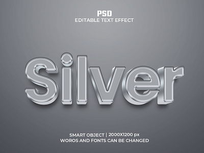 Silver Editable 3D Text Effect Psd Template text text effect