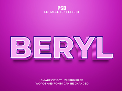 Beryl Editable 3D Text Effect Psd Template 3d text effect text