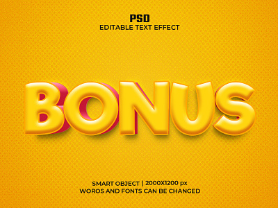 BONUS Editable 3D Text Effect Psd Template bonus text effect text