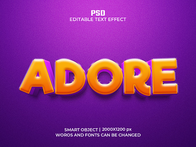 ADORE Editable 3D Text Effect Psd Template typography