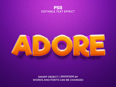 ADORE Editable 3D Text Effect Psd Template typography