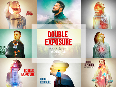 Double exposure photo effect template