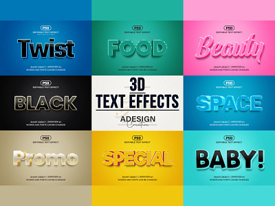3D Text Style Effect Template 3d text letter effect mockup text effect