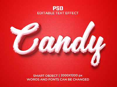 Candy Editable 3D Text Effect Psd Template 3d text mokcup text effect