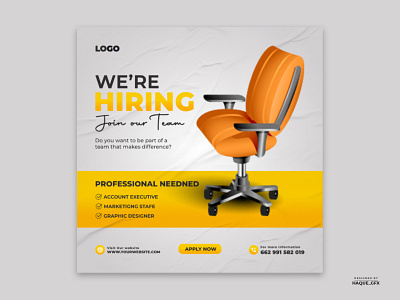 We are hiring job vacancy square banner or social media post