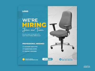 We are hiring job vacancy square banner or social media post banner facebook banner facebook cover graphic design instagram banner job vacancy marketing banner promotion banner social adds social banner social media post square banner vacancy banner web banner