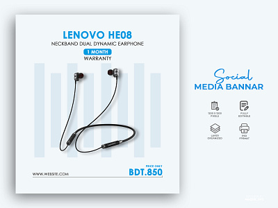 Earphone Social Media ads Banner Template