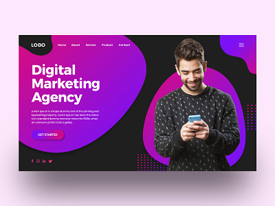 Digital Marketing Agency concept landin page landing page mockup trendy ui ui design visual design web designer web template webdesign website design