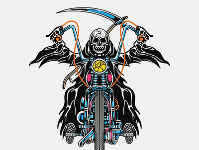 Grim Riders choppers drawing graphic design grimreaper illustration motorcycle skull
