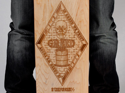 The Order - In Greed We Trust apparel art death design diamond etch greed oil raw skateboard skull the order wood