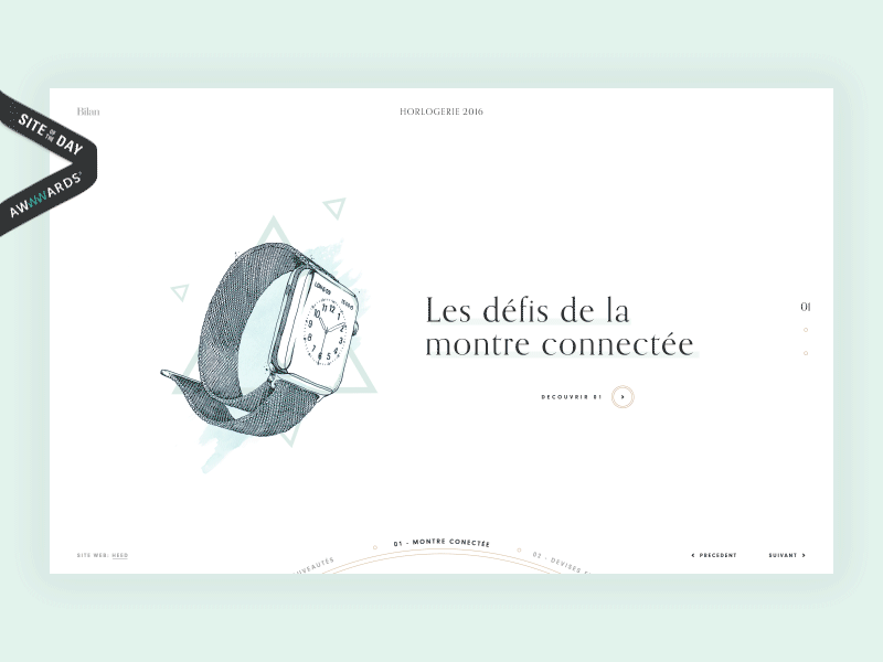 Horlogerie 2016 - Behance case study clean experience heed interactive landing luxury minimal simple ux watches web website