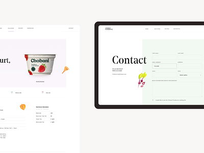 Chobani Foodservice - Subpages app colors colours contact contact page design homepage illustrated illustration illutrations landing landing page page product typography ui ux web webapp website