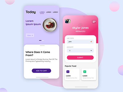 Food application UI