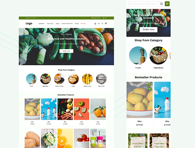 Grocery website and mobile application interface colors design figma graphic design illustration logo ui ux