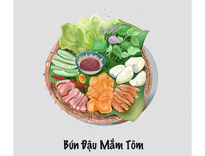 Bun dau mam tom food illustration illustration
