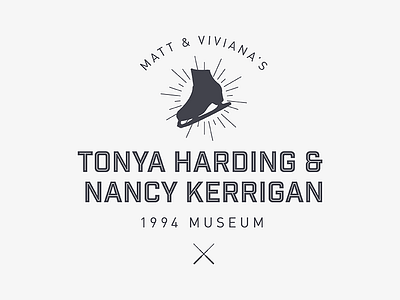 Tonya Harding & Nancy Kerrigan 1994 Museum 1990s 1994 figure skating illustration logo museum police baton pro bono skate
