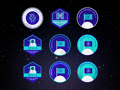 Apollo GraphQL Partner Program Badges astronaut badge celestial crest emblem flag galaxy moon seal space stamp symbol