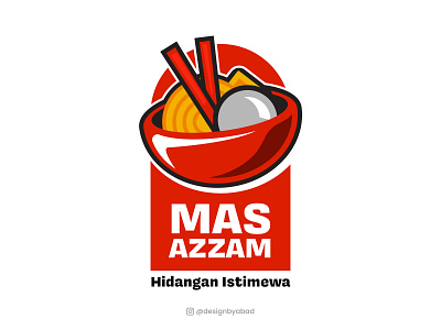 Mas Azzam Noodle And Meatball Food - Logo Design