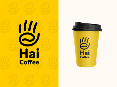 Hai Coffee Logo barista beverage brand design brand designer cafe coffee coffee bean coffeeshop finger food hand line logodesign logos modern nature plant restaurant simple yellow