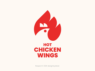 Hot Chicken Wings Logo animal brand agency brand design brand designer brand identity design chef chicken chickenwings cleanlogo design food kitchen logo logodesign logodesigner logoinspiration modern red roster simple