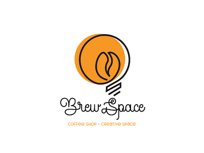 BrewSpace #2 | Coffee Shop - Creative Space bulb coffee coffee shop creative creative space line art logo logo design