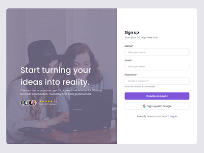 Sign up UI branding design graphic design log in minimal minimal signup page purple theme sign up page sign up ui typography ui web web designs web ui