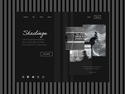 Shadings Landing Page dailyui design illustration minimal typography ui ux web website