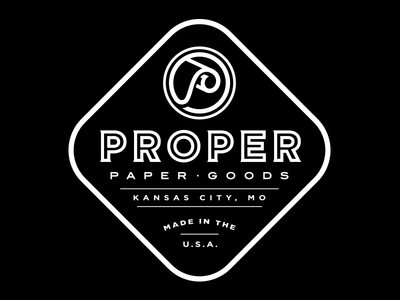Proper Paper Goods logo identity label logo logotype mark typography vintage