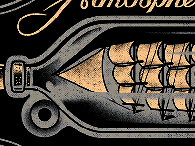 Atmosphere, Ship N Bottle classic custom illustration shirt design typography vintage