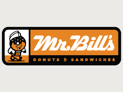 Mr. Bill's Donuts Logo branding custom logo mascot typography vintage