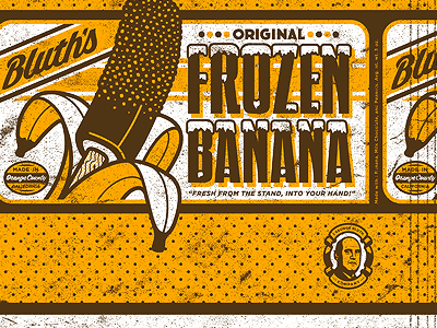 Bluth's Frozen Banana Wrapper custom illustration poster typography