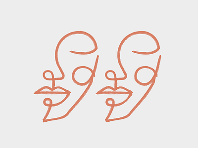Twins drawing face flow gemelli girl illustration lineal logo monoline mystic terracota twins woman woman logo