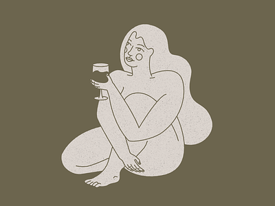 Sweet child of wine body branding design girl girl illustration illustration lineal logo nude wine wine bottle wine glass wine label winery woman