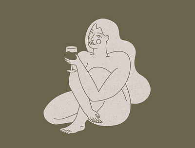 Sweet child of wine body branding design girl girl illustration illustration lineal logo nude wine wine bottle wine glass wine label winery woman