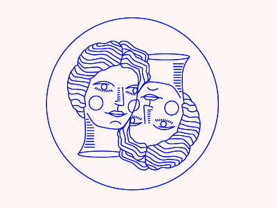 Blue lines blue design draws girls head heads icon illustration line mystic