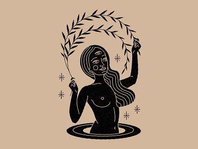 In the stars astrology body branding design esoteric girl girls icon illustration line lineal logo magic mystic nude stars woman