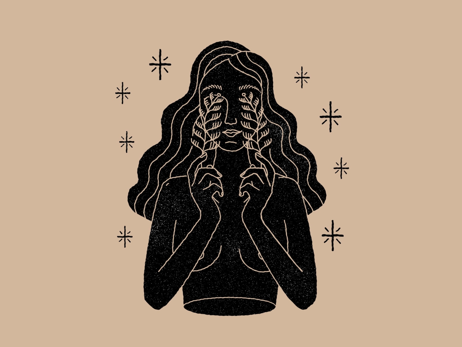 Girl, plants and stars by Cynthia Torrez on Dribbble