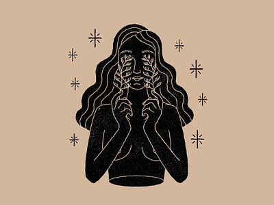 Girl, plants and stars astrology body branding color design esoteric girl girls hand hands icon illustration lineal logo magic mystic nude stars vector woman