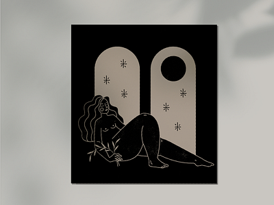 Girl at the window body design girl girl illustration icon illustration lineal logo mystic nude woman