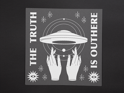 The truth is outhere branding hands icon illustration logo mystic ovni space stars ufo vector