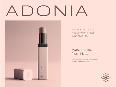 Adonia Visual Identity beauty logo brand design brand identity branding cosmetic cosmetic packaging cosmetics logo logo design logotype minimal package design