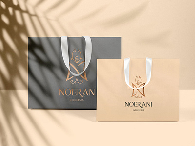 Noerani Bags beauty logo brand design brand identity branding butterfly logo logo design packaging packaging mockup shopping bag
