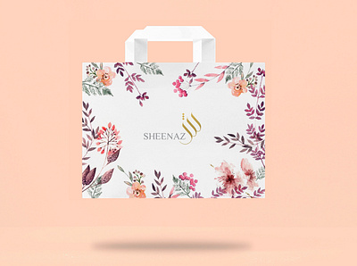 Sheenaz Bag brand design brand identity branding fashion brand flowers illustration hijab illustration package design shopping bag watercolor