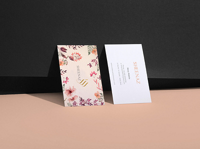 Sheenaz Business Card brand design brand identity business card flowers illustration hijab illustration logo design moslem brand watercolor