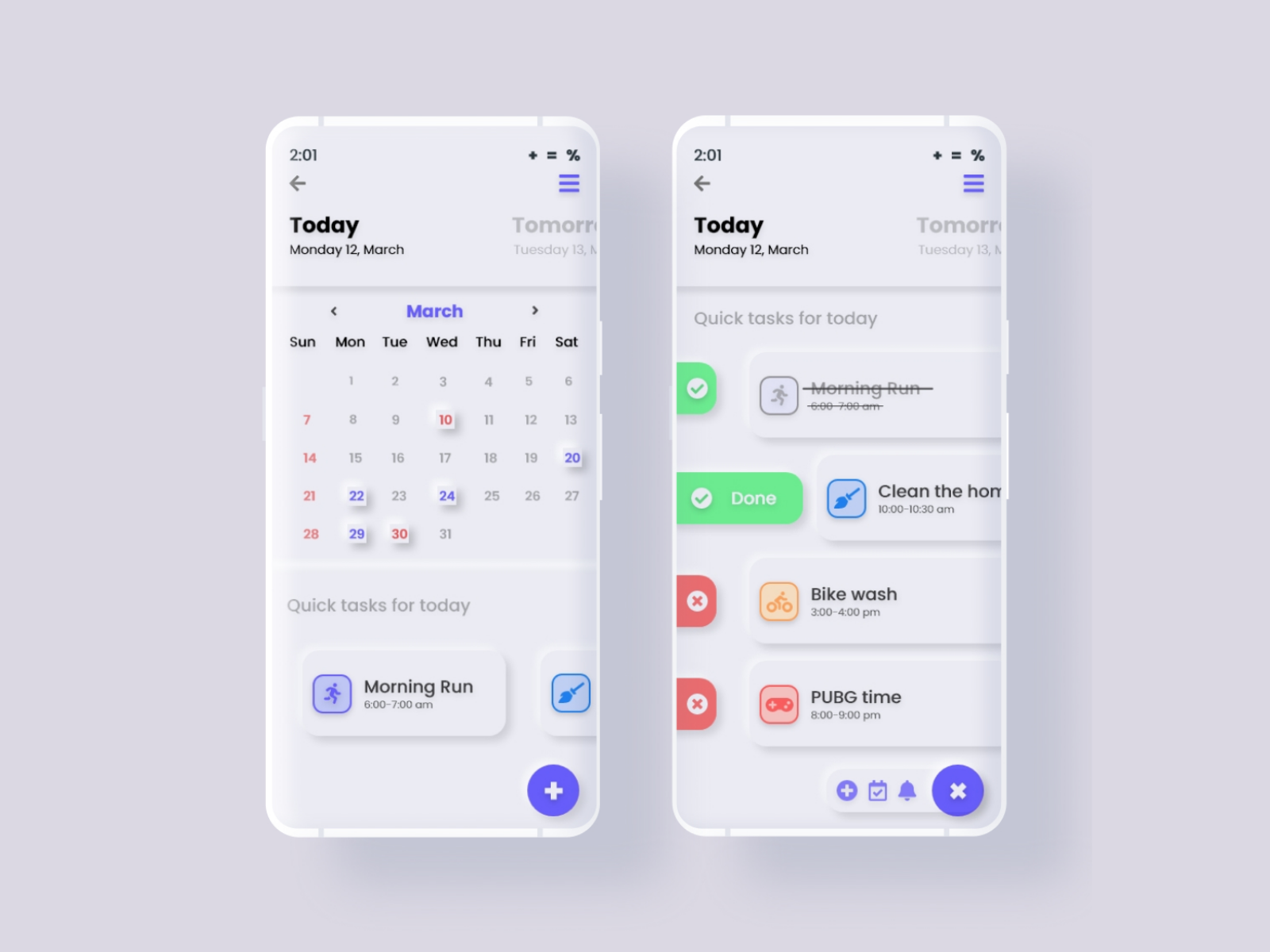 Calendar App Design in Neumorphism by Deena Dhayalan on Dribbble